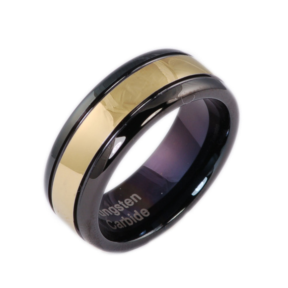8mm 2 Tone Tungsten Mens Wedding Band Ring - Picture 3 of 3